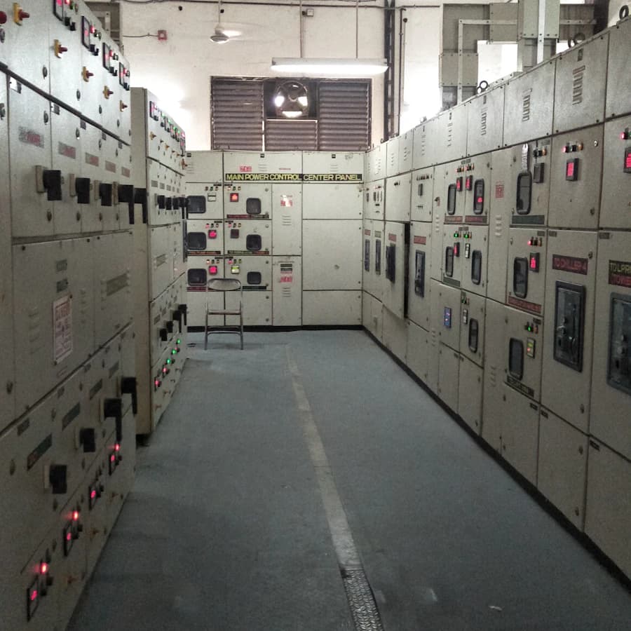 Grey industrial control panel enclosure