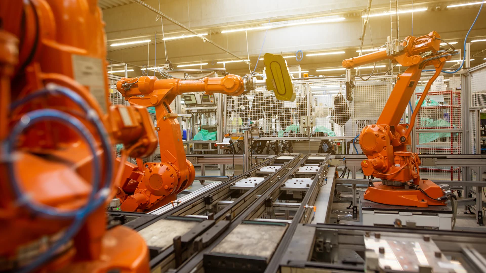 Industrial automation machinery on a factory floor